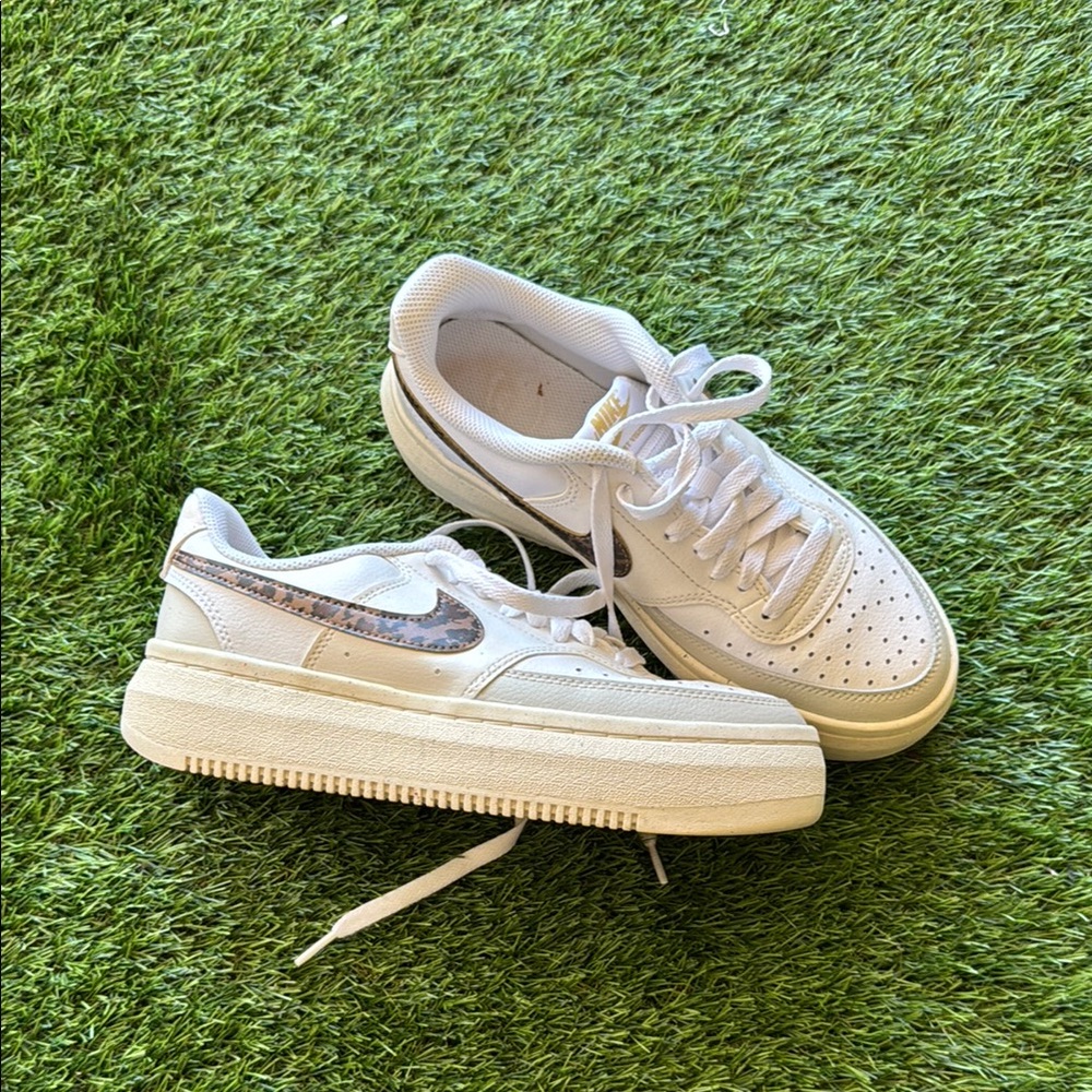 Nike White and Leopard Print Sneakers - Picture 2 of 3